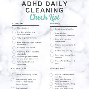 ADHD Cleaning Checklist, ADHD cleaning, cleaning schedule ADHD, Daily Cleaning Checklist