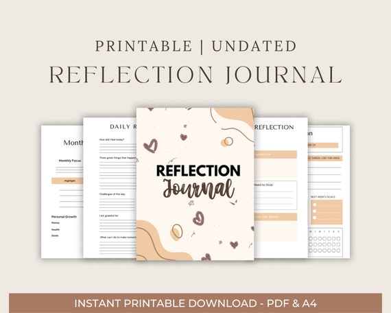 Reflection Journal Printable Monthly Reflection Month in Review Gratitude Journal Self Care Manifestation Planner A4 PDF Daily Journal