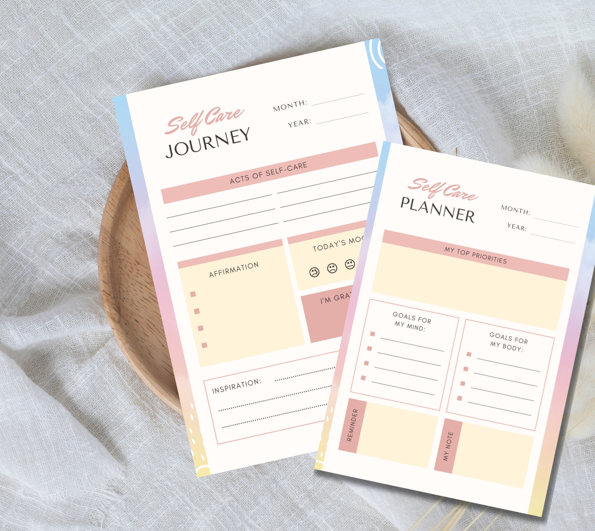 Self Care Checklist Printable Digital PDF Wellness Planner Self Care to ...