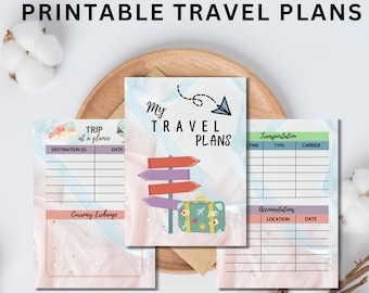 Modern Travel planner Printable Travel Journal Travel itinerary Flight information Packing List Travel Budget Trip Organizer Trip Planner