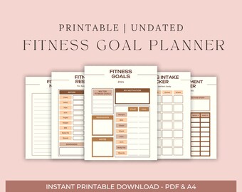 Planificador de fitness, Planificador de entrenamiento imprimible, Planificador de fitness imprimible, Registro de pérdida de peso imprimible, Diario de fitness digital (descarga instantánea)