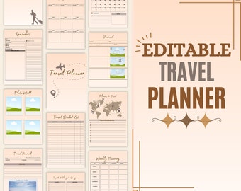 Planificador de viajes personalizable - Descarga digital - Organización de viajes sencilla