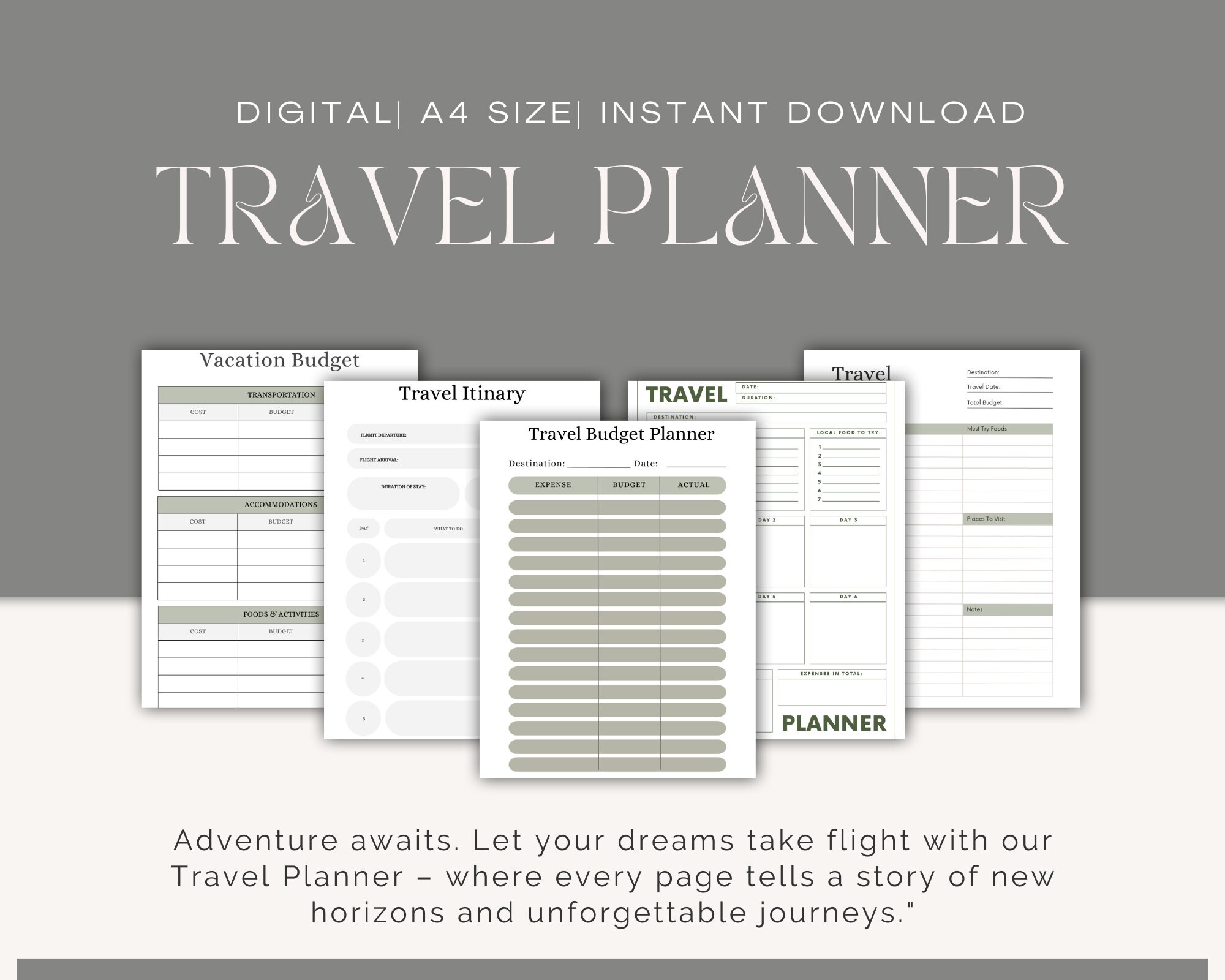 Modern Travel Planner Printable Travel Journal Travel Itinerary Flight ...