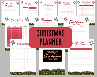 Planificador navideño imprimible, Lista de tarjetas navideñas, Presupuesto navideño, Planificador de presupuesto para regalos