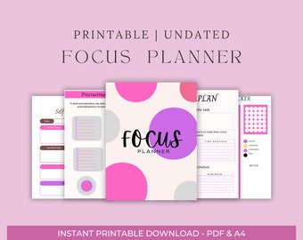 Full Focus Planner Self Improvement Daily Focus Planner Task Management Focus Planner Printable Weekly Review Work Productivity Planner