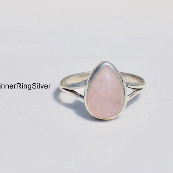 Rose Quartz Ring, Pink Rose Quartz Ring, 925 Sterling Silver Rose quartz Ring, Handmade 925 Sterling Silver Pink Rose Quartz Rings,  SK902