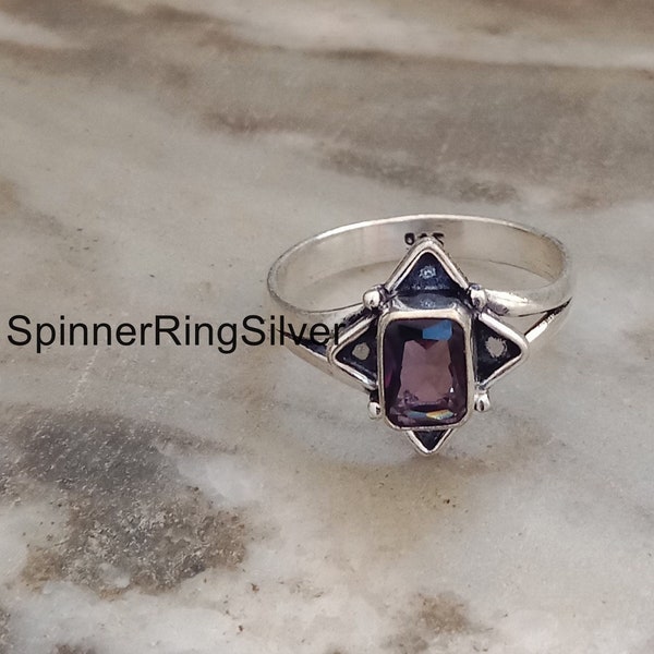 Natural Amethyst Ring, 925 Silver Ring, Handmade Ring, Dainty Ring, Amethyst Ring, Statement Ring, Women Ring*Anxiety Ring*Worry Ring SK1008