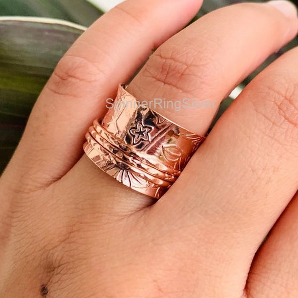 Copper Spinner Ring, Solid Copper Ring, Anxiety Ring, Fidget Ring, Handmade Copper Ring, Meditation Ring, Women Ring, Copper Ring,  SK959