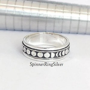 Moon Spinner Ring, Moon Phases Ring, Boho Ring Silver, Ring Moon, Phases of the moon jewelry, Moon phase spinner ring-moon phase ring SK1497