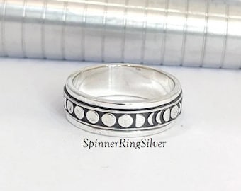 Moon Spinner Ring, Moon Phases Ring, Boho Ring Silver, Ring Moon, Phases of the moon jewelry, Moon phase spinner ring-moon phase ring SK1497