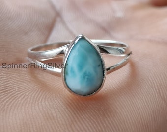 Larimar Ring, Blue Larimar Ring, 925 Sterling Silver Larimar Ring, Handmade 925 Sterling Silver Blue Larimar Rings, Statement Rings, SK1617