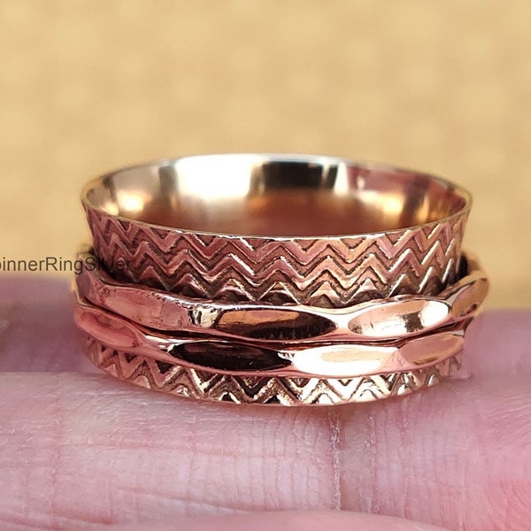 Pure Copper Ring, Solid Copper Ring, Meditation Ring, Pure Copper Spinner Ring, Spinner Ring, Handmade Women Ring, Promise Gift Ring, SK1701