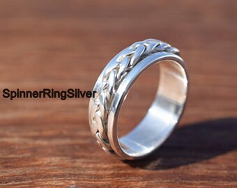 Solide 925 Sterling zilveren spinner ring, handgemaakte ring, duim ring, boho ring, gift ring, spinning ring, mooie ring, angst ring SK474