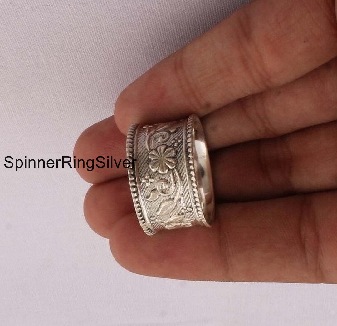 Flower Silver Band Ring, 925 Sterling Silver Ring, Handmade Flower Ring