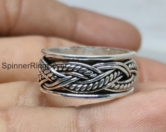 Zilveren spinner ring, massief 925 sterling zilveren ring, handgemaakte ring, meditatie ring, duim ring, massief zilveren ring, ringen voor vrouwen, SK900