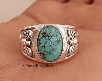 Men's 925 Sterling Silver Turquoise Eagle Boho Engagement Beautiful Ring, Band Ring, Designer Ring, Boho Ring, Thumb Ring, Men's Ring SK1675