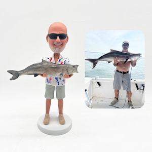 Personalized custom fishing bobblehead doll,Birthday gift for fishing expert,, fishing enthusiast statue commemorative fishing prize for him