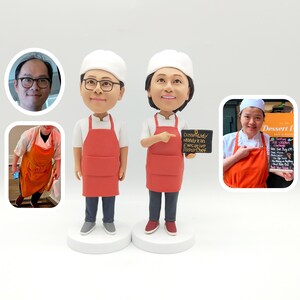 Personalized bobbleheads, custom chef bobbleheads, custom cook bobbleheads, personalized lady bobbleheads, anniversary gifts, birthday gifts