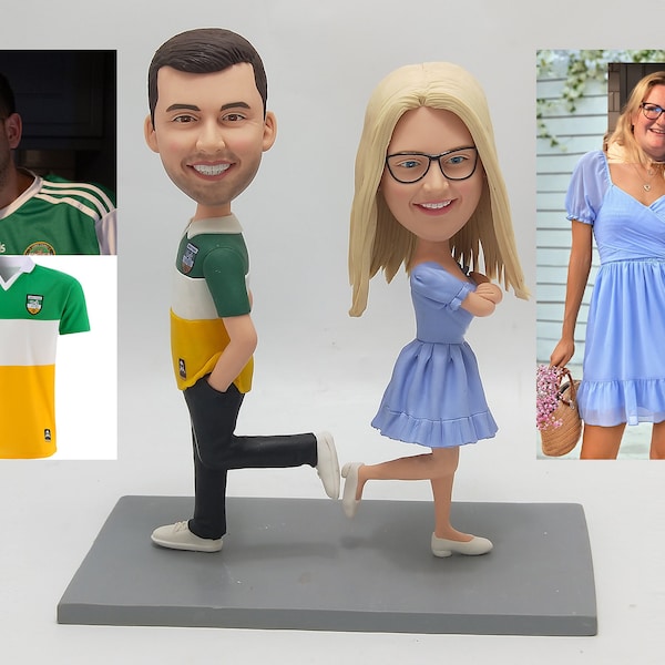 Custom Couple Bobbleheads, Anniversary Gifts， Personalized Happy Couple Bobblehead, Custom Couple Christmas Bobbleheads