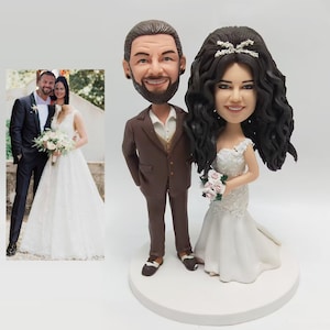 Custom Bobbleheads Wedding Cake Topper Bride & Groom Customized Scooter Wedding Cake Topper Figurines Mini Statue Make Your Own Bobbleheads