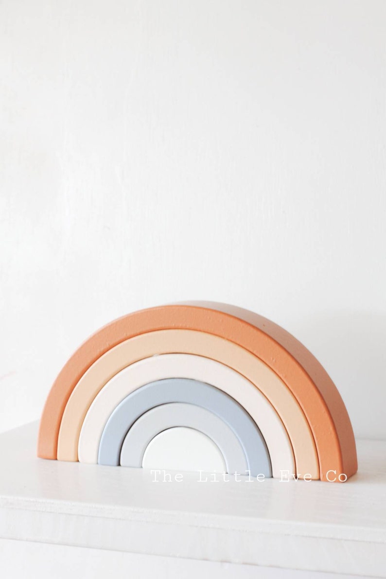 Wooden Rainbow Stacker Pastel Wooden Rainbow Stacking Toy Etsy