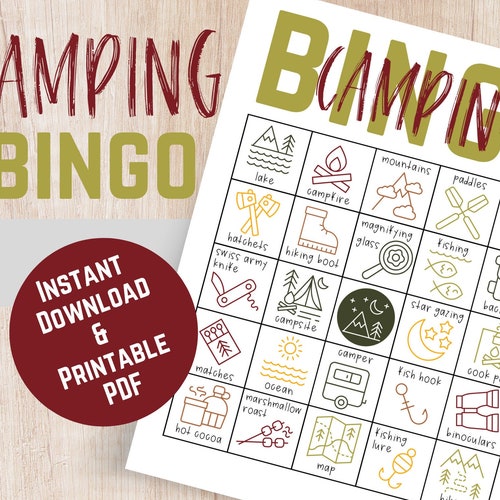Camping Bingo: PRINTABLE 50 Cards Bingo Pdf Game Party Game - Etsy