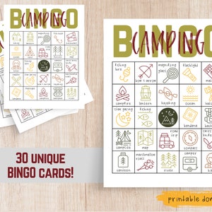 Camping Bingo . Camp Bingo . Printable PDF . Instant Download . 30 ...