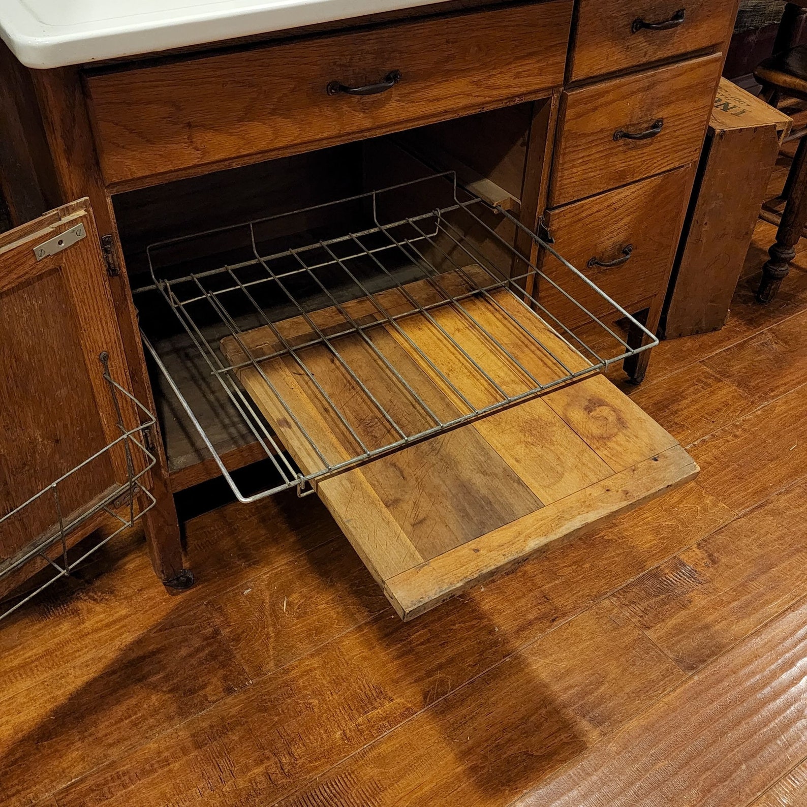 Antique Showers Brothers Oak Hoosier W Porcelain Top & Etsy Canada