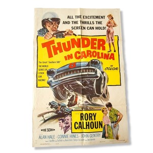 Thunder In Carolina - Póster original de la película, 1960, 27 x 41 pulgadas, Southern 500