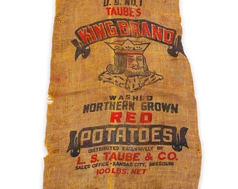 Vintage 100lb Burlap Potato Sack Mint Original 1930's Design 