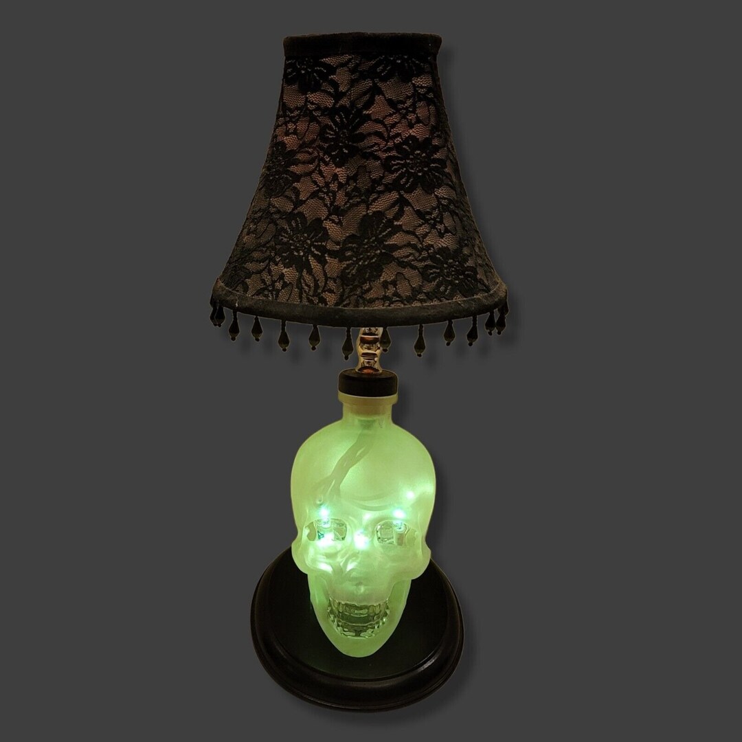 Glass Skull Halloween Table Lamp Etsy