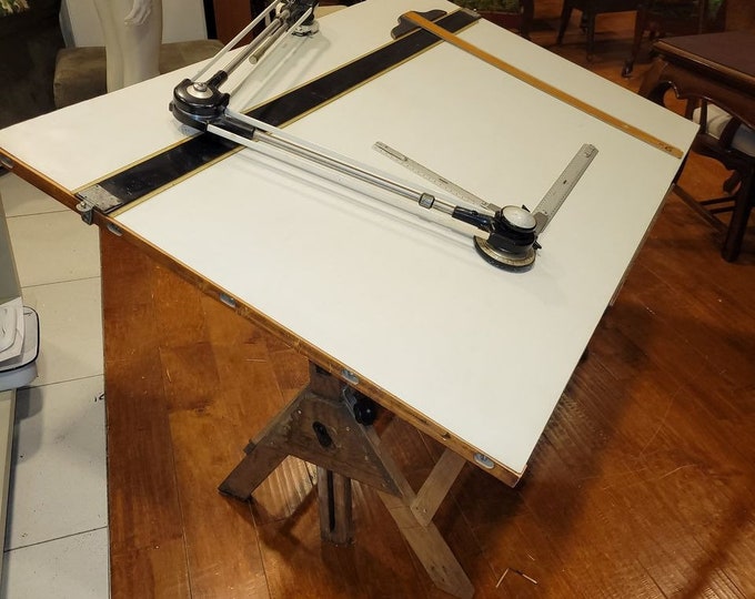 Vintage Drafting Table W/drafting Arm & Accessories - Etsy