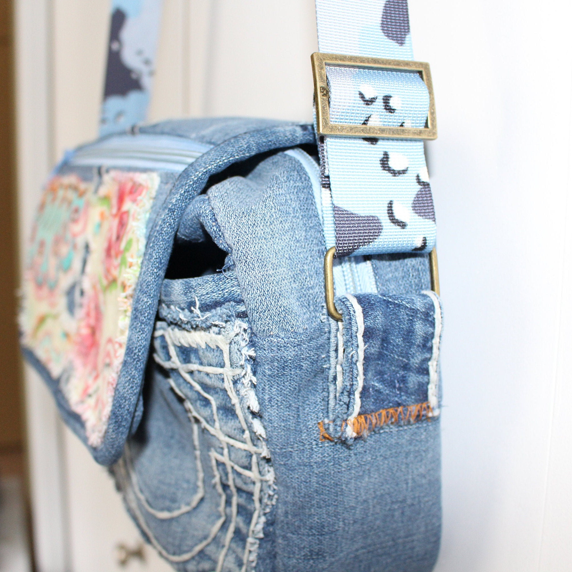 Handmade Denim Messenger Bag Cross Body Bag Shoulder Bag Etsy