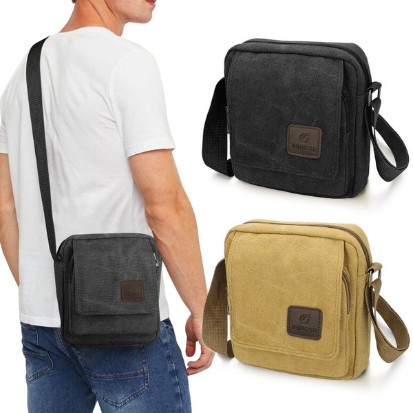 Men's Vintage Canvas Crossbody Bag Portable School Satchel Messenger Bag Shoulder Bag