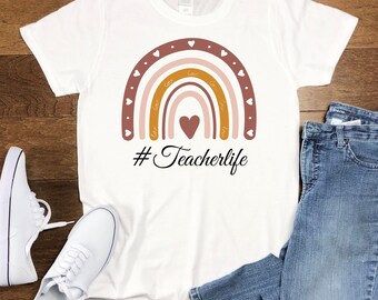 Inspirational Teacher Shirt, Teacher Life Shirt, Boho Teacher Shirt, Boho Rainbow Teacher Shirt, Teacher Gift, Teaching  Shirt, Friend Gift