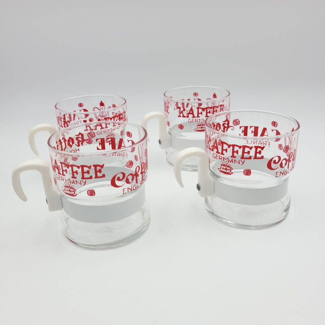 Retro Glass Coffee Mugs Randwyck Maastricht Plastic Handles Etsy