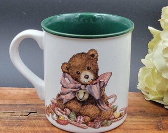 Vintage Christmas Teddybear Mug Potpourri Press Korea 1991