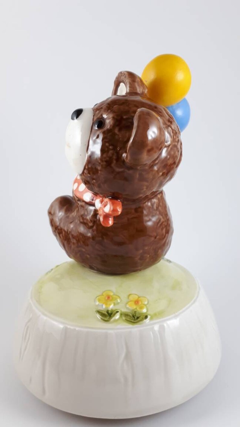 Vintage Otagiri Porcelain Music Box Bear With Balloons Etsy