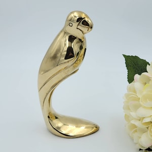 Vintage Dolbi Cashier Brass Parrot Modernist Statuette