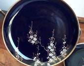 Vintage Black and Gold Soko China Saucers from Japan 6 quot (3)