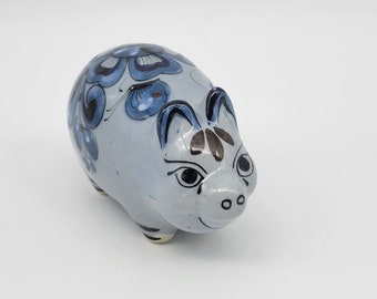 Vintage Mexican Tonala Pottery Pig Signed