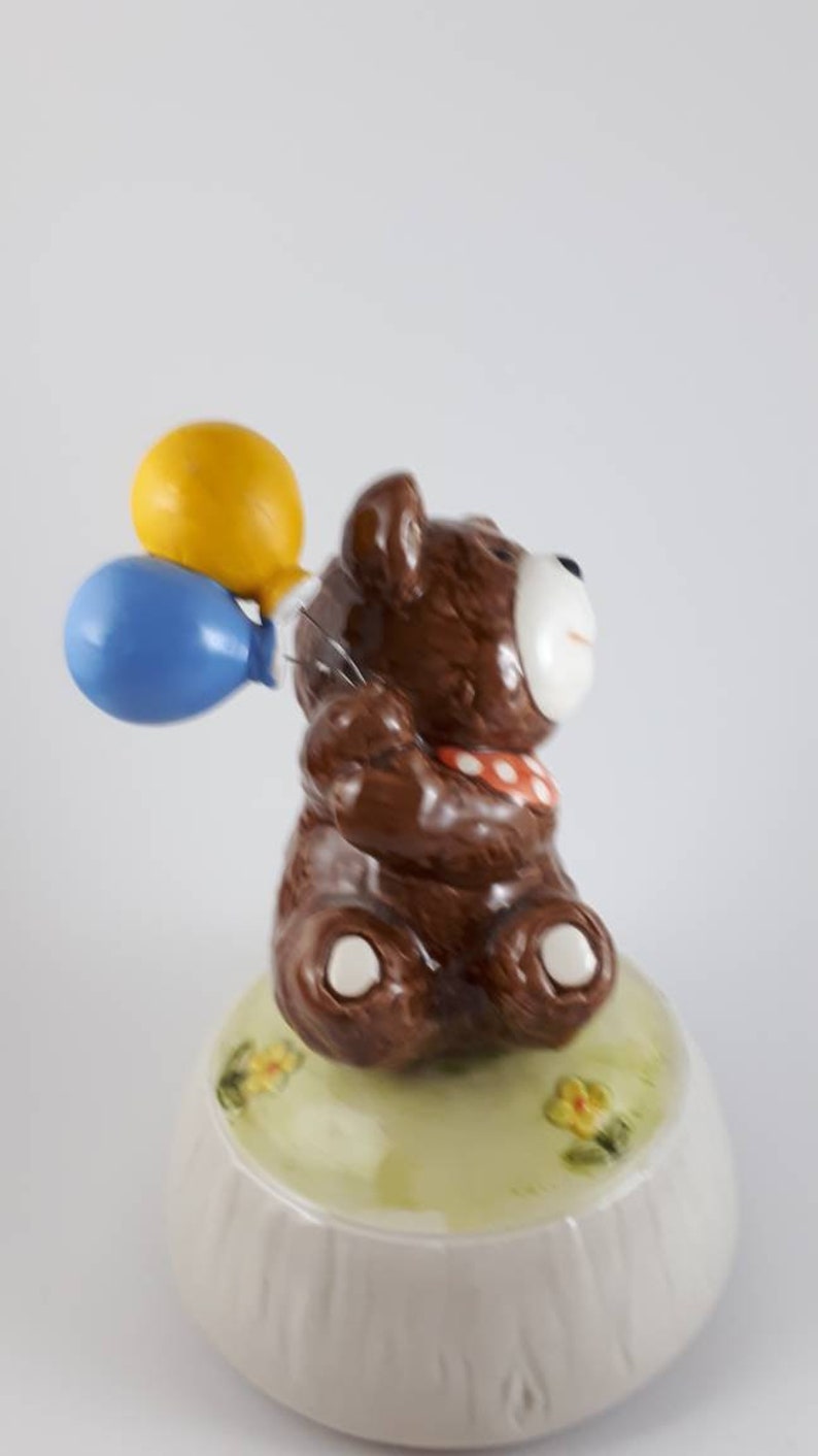 Vintage Otagiri Porcelain Music Box Bear With Balloons Etsy