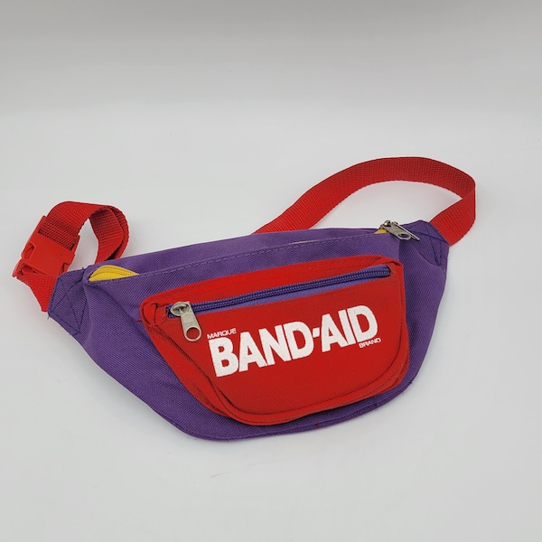 Vtg Fanny Pack Band-Aid Red and Purple Colorblock