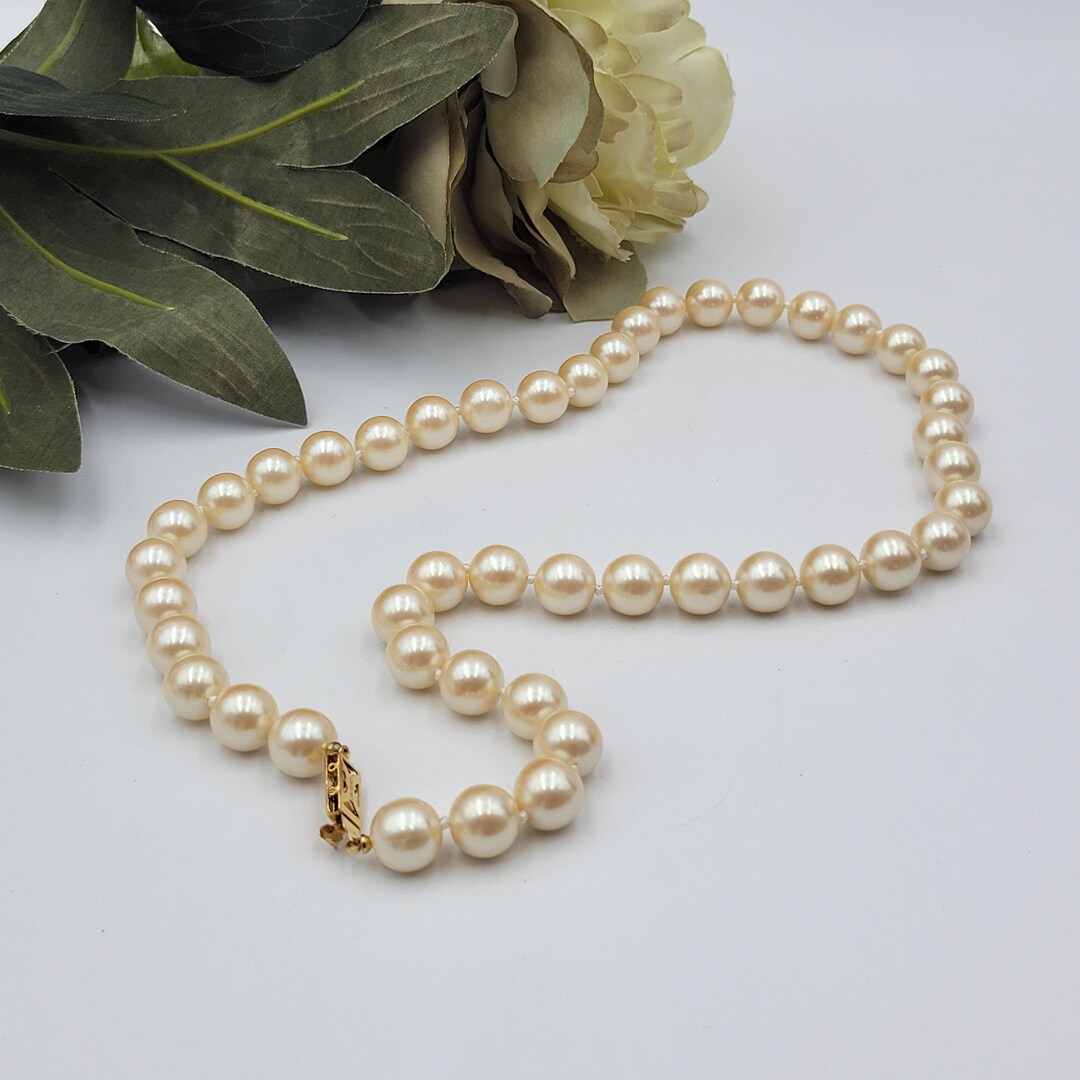 Vintage Monet 5mm Faux Pearl Necklace Champagne 23 Etsy