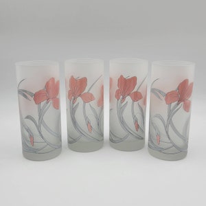 Vintage pink Iris Tom Collins Cocktail Glasses Cerve Italy