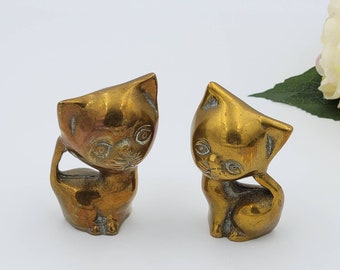 Small Vintage Brass Kittens (2)