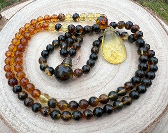 Dakini Amber Mala, 108 bds, Tantric Amber Mala, Unique Mala, Cognac Amber Malas, Genuine Amber