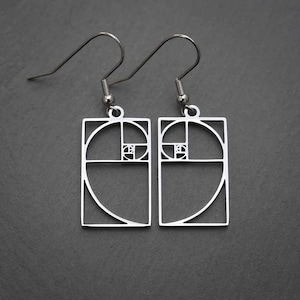 Fibonacci Spiral Earrings | Golden Ratio, Math Science Physics Jewelry, STEM Gift for a Mathematician, Mathematics Teacher, or Maths Student
