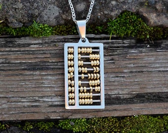 Abacus Necklace | Math Science Jewelry, Fidget Stim Kinesthetic, Unique STEM Pendant Gift for a Mathematician, Mathematics Teacher, Maths