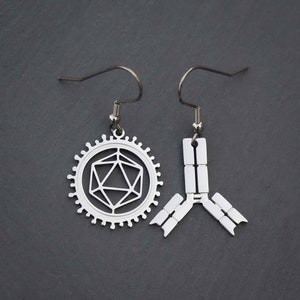 Antibody and Virus Earrings | Science Microbiology Laboratory Jewelry, Unique Gift for a Biologist, Scientist, Virology Researcher or Nurse